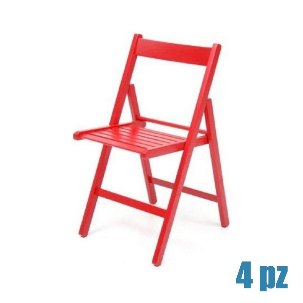 EGO ARREDO Sedia Pieghevole Penelope In Legno Rossa 4 pz