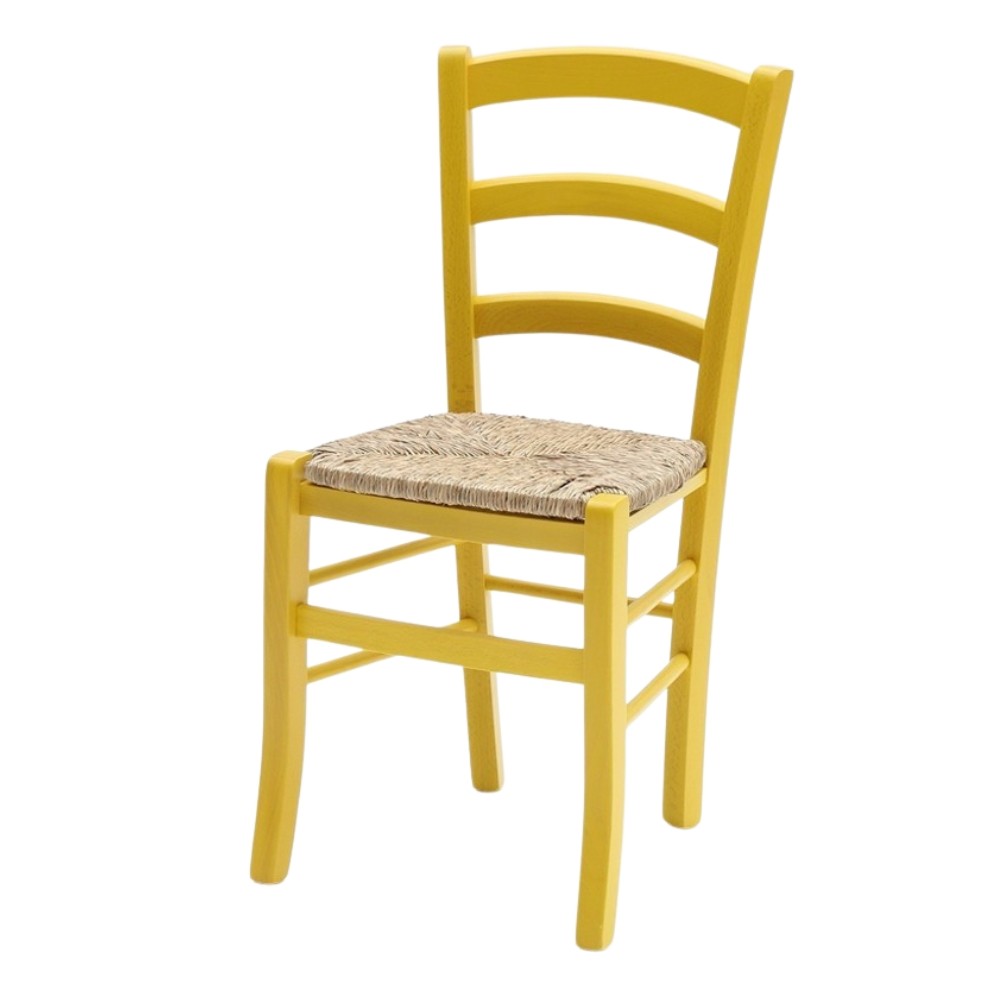 EGO ARREDO Sedia Venezia Colore Anilina Giallo In Legno Di Faggio Con Seduta In Paglia 2 pz