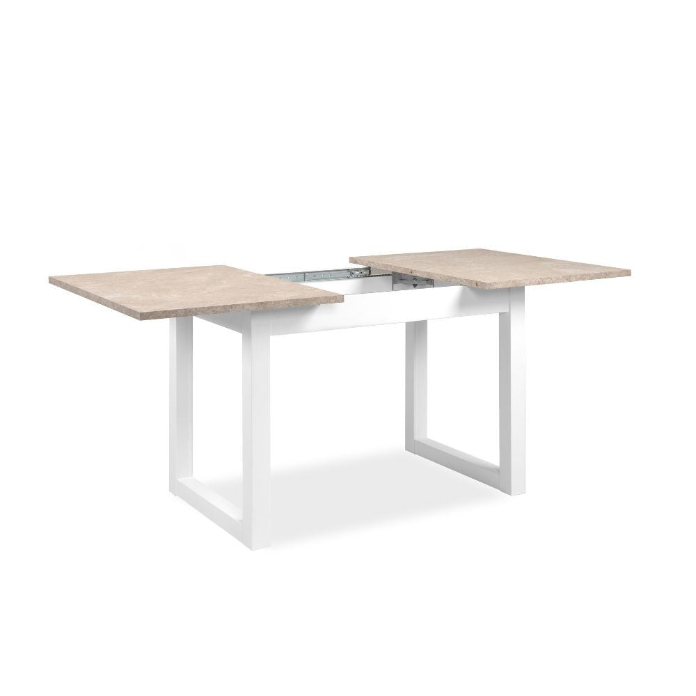 EGO ARREDO Tavolo Allungabile Houston 80B Con Struttura Bianca E Piano Sabbia 120x75x80 Cm.