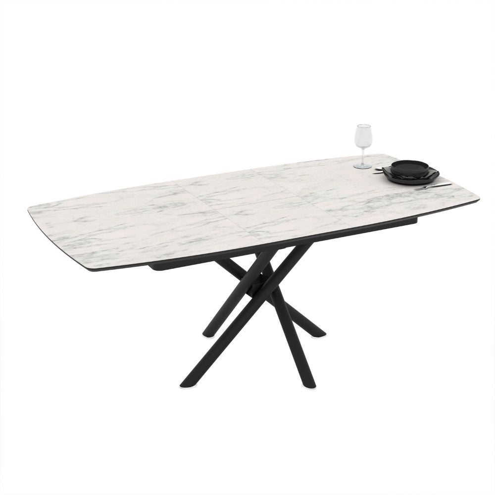 EGO ARREDO Tavolo Allungabile Katrin Con Piano Colore Marmo Bianco E Strutta Nera