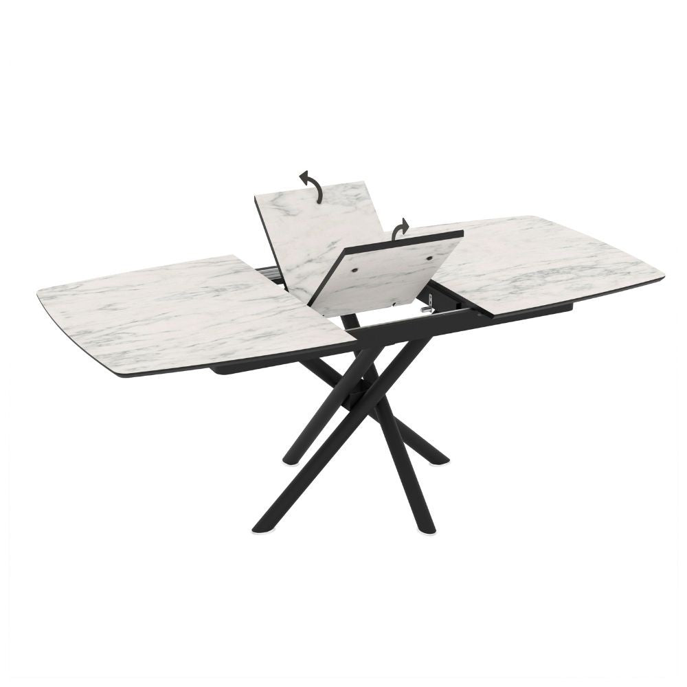 EGO ARREDO Tavolo Allungabile Katrin Con Piano Colore Marmo Bianco E Strutta Nera