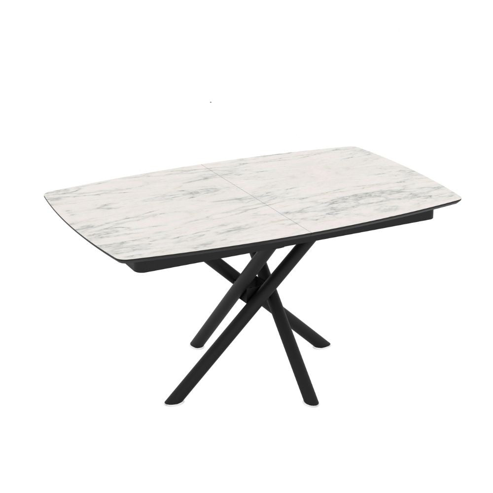 EGO ARREDO Tavolo Allungabile Katrin Con Piano Colore Marmo Bianco E Strutta Nera
