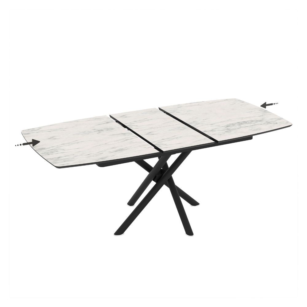 EGO ARREDO Tavolo Allungabile Katrin Con Piano Colore Marmo Bianco E Strutta Nera