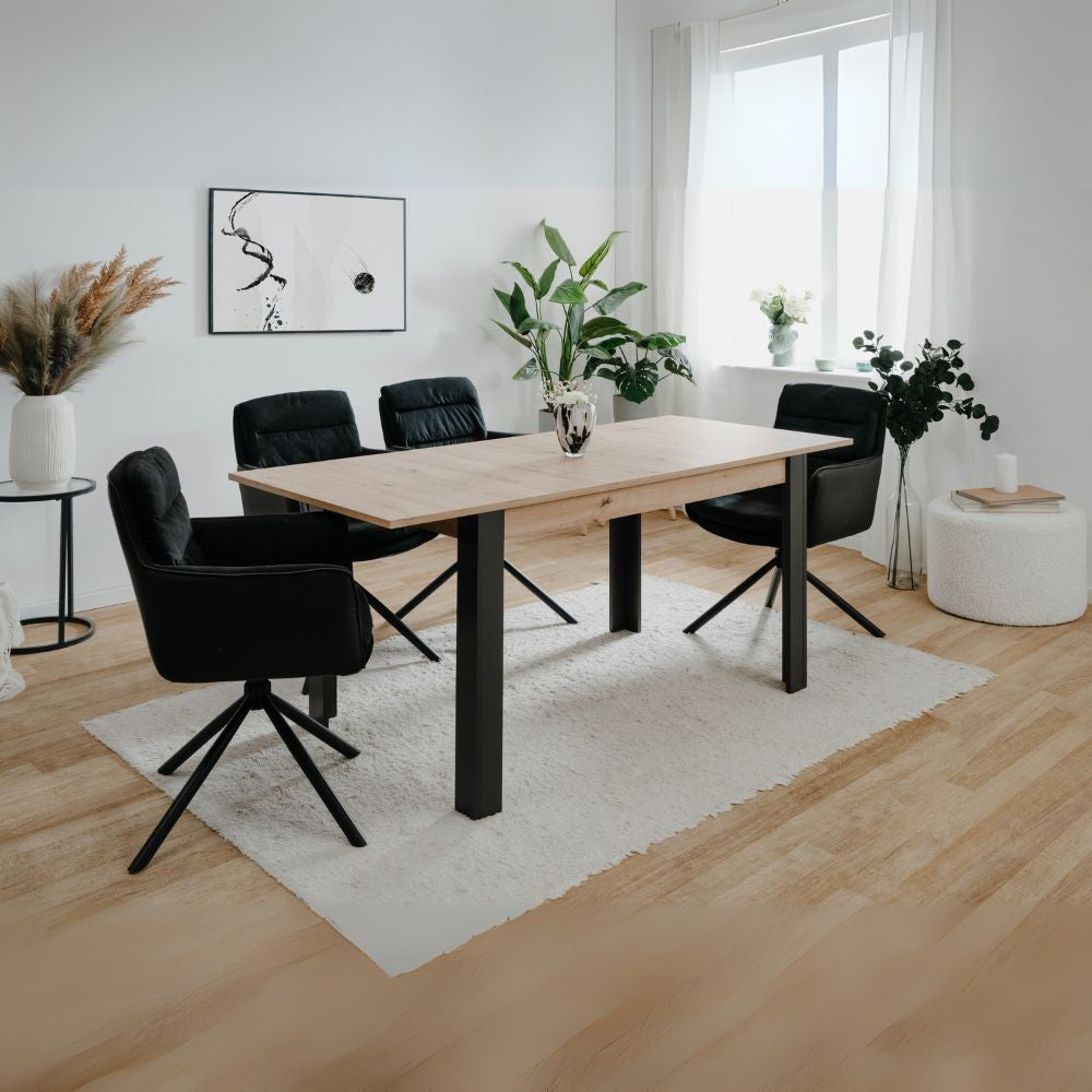 EGO ARREDO Tavolo Allungabile Tolosa 80B Colore Rovere E Gambe Nere 150x75x80 Cm.