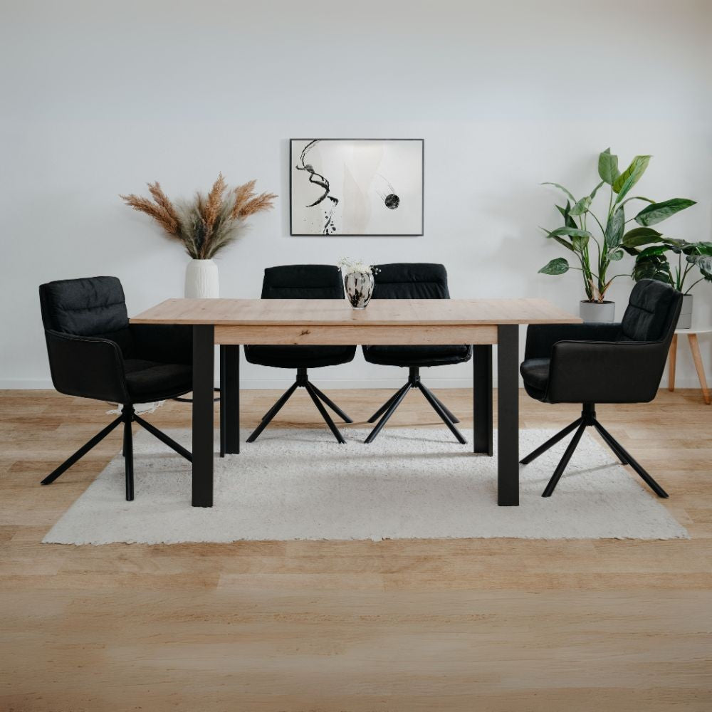 EGO ARREDO Tavolo Allungabile Tolosa 80B Colore Rovere E Gambe Nere 150x75x80 Cm.