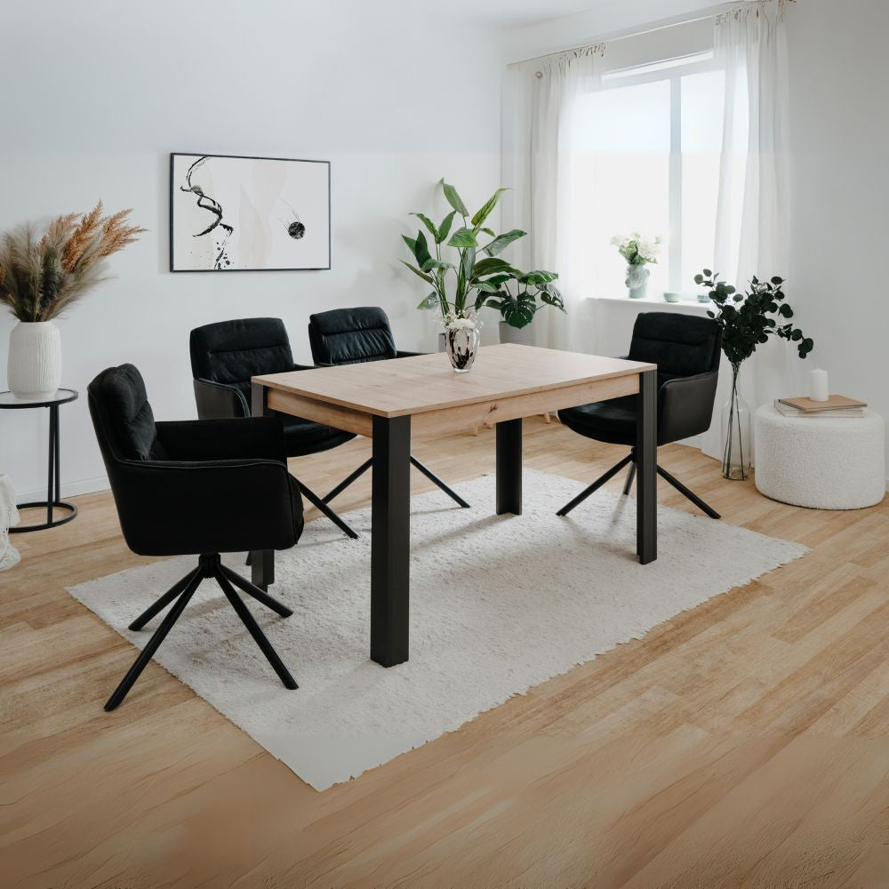EGO ARREDO Tavolo Allungabile Tolosa 80B Colore Rovere E Gambe Nere 150x75x80 Cm.