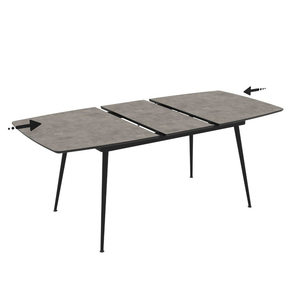 EGO ARREDO Tavolo Allungabile Yense Con Piano Colore Cemento E Struttura In Metallo Nero