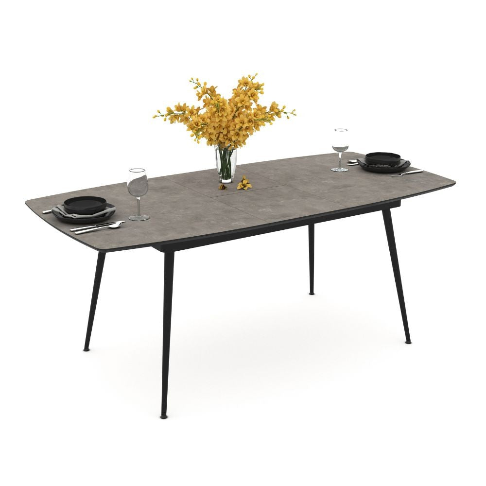 EGO ARREDO Tavolo Allungabile Yense Con Piano Colore Cemento E Struttura In Metallo Nero