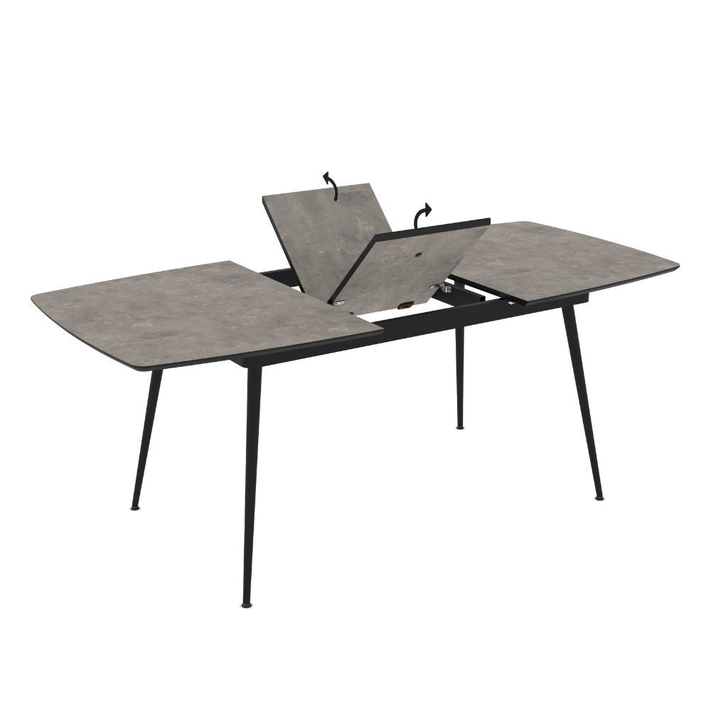 EGO ARREDO Tavolo Allungabile Yense Con Piano Colore Cemento E Struttura In Metallo Nero