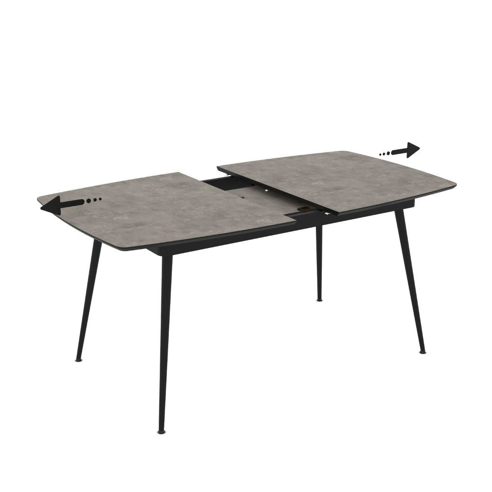 EGO ARREDO Tavolo Allungabile Yense Con Piano Colore Cemento E Struttura In Metallo Nero