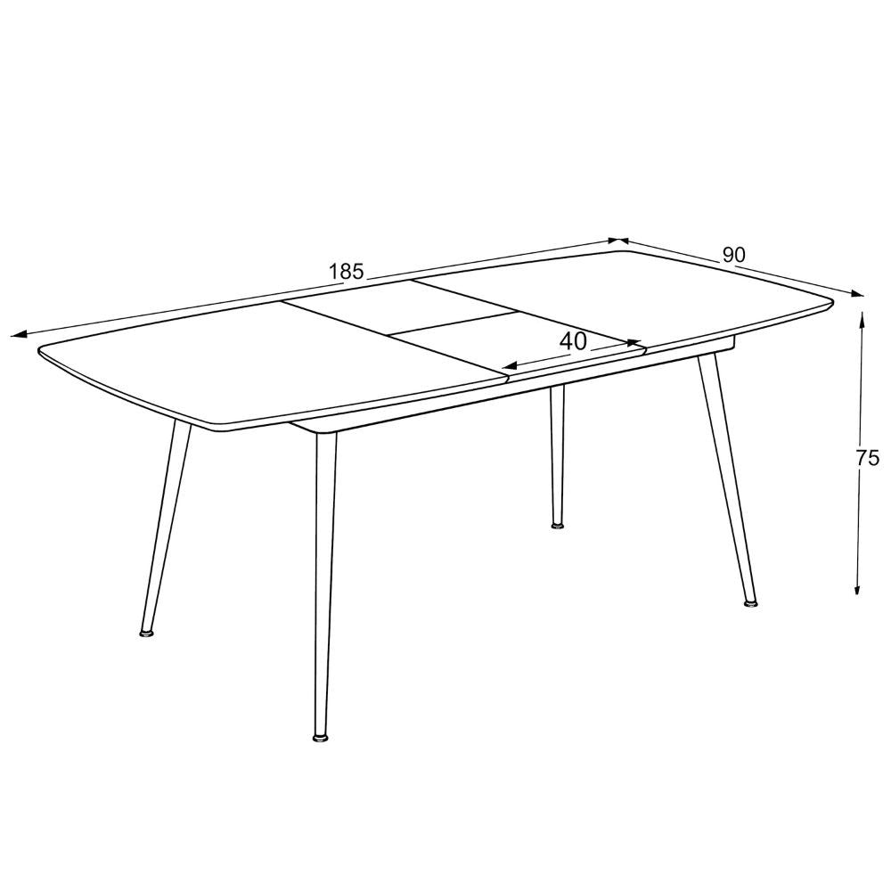 EGO ARREDO Tavolo Allungabile Yense Con Piano Colore Cemento E Struttura In Metallo Nero