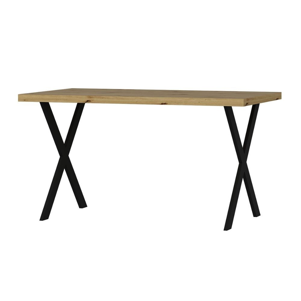 EGO ARREDO Tavolo Fisso Brayn Con Piano Rovere E Piedi In Ferro Nero