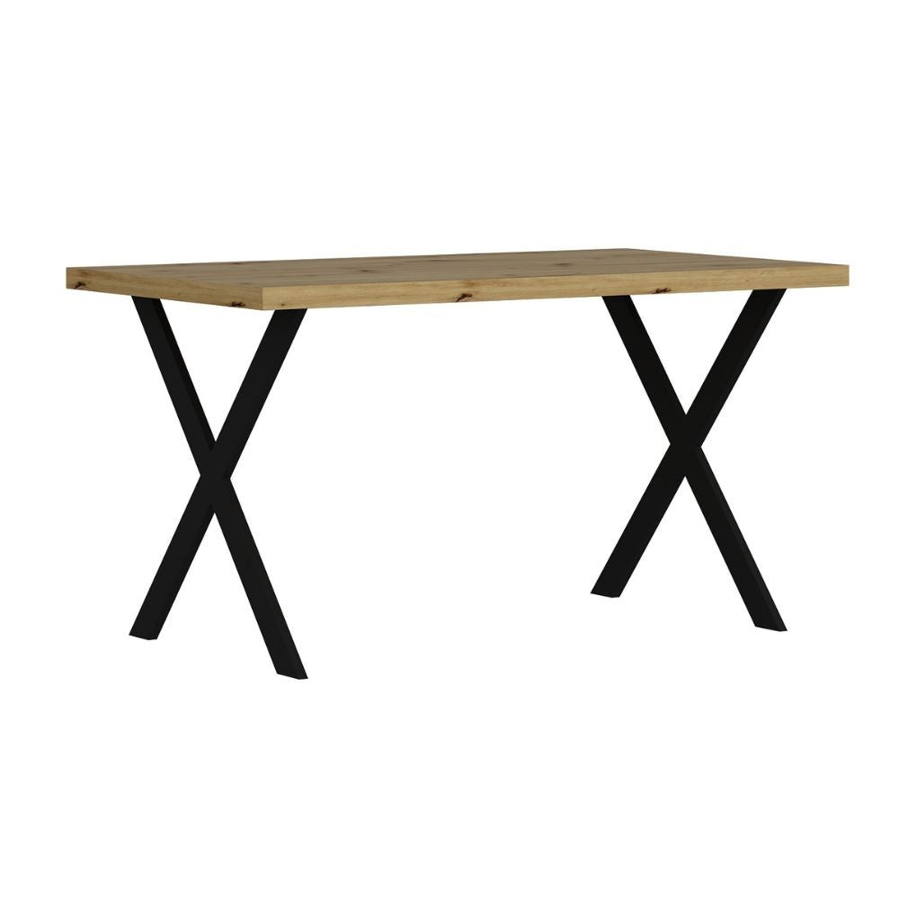 EGO ARREDO Tavolo Fisso Brayn Con Piano Rovere E Piedi In Ferro Nero