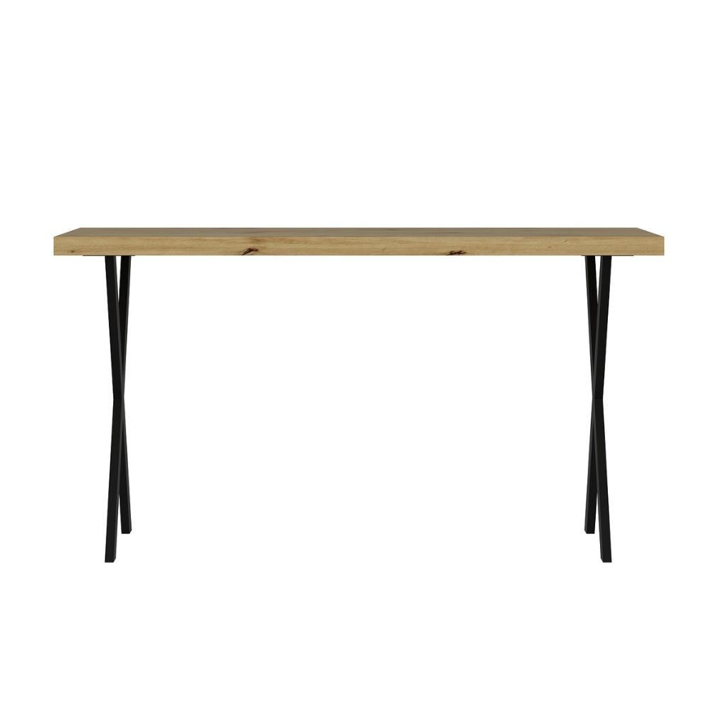 EGO ARREDO Tavolo Fisso Brayn Con Piano Rovere E Piedi In Ferro Nero