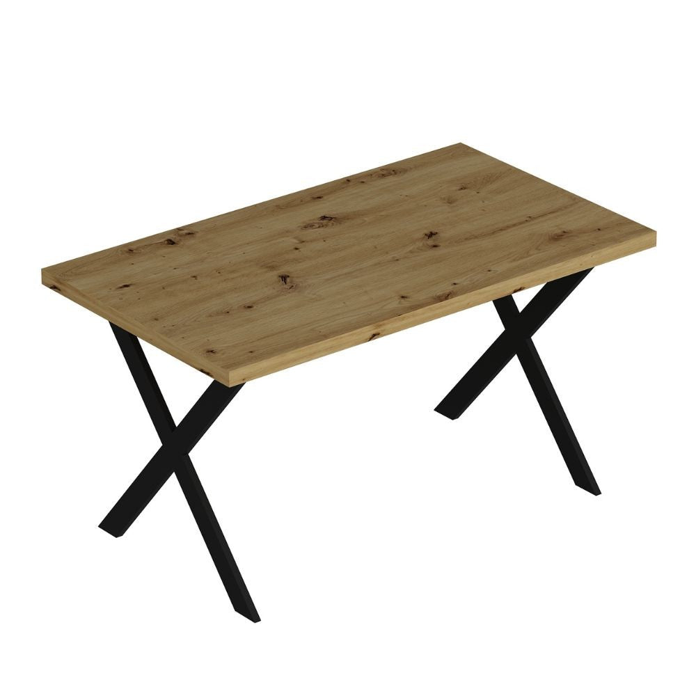 EGO ARREDO Tavolo Fisso Brayn Con Piano Rovere E Piedi In Ferro Nero