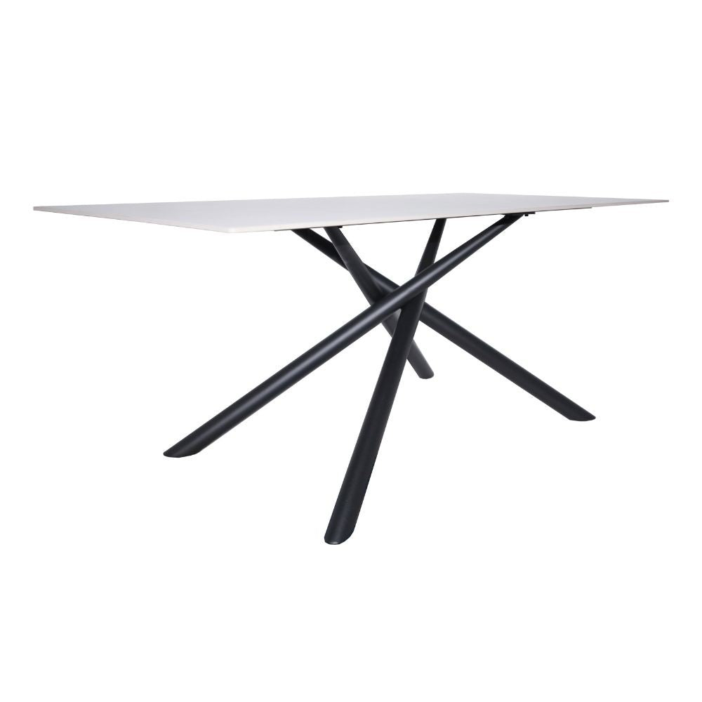 EGO ARREDO Tavolo Fisso Corveo Con Piano Effetto Marmo Bianco E Struttura In Metallo Nero