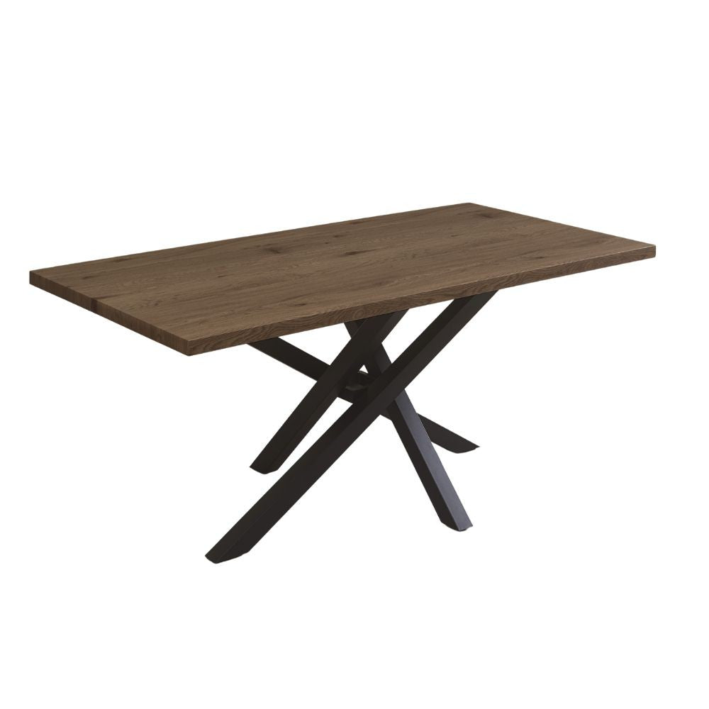 EGO ARREDO Tavolo Fisso Ronan Con Piano In Effetto Rovere Anticato E Gambe In Metallo Nere