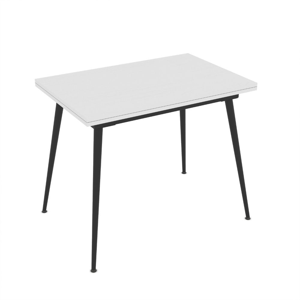 EGO ARREDO Tavolo Girevole Allungabile Lilis Con Piano Colore Bianco Frassinato E Gambe In Metallo Nere