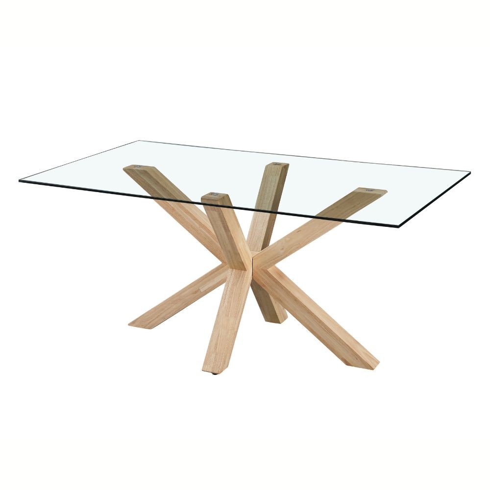 EGO ARREDO Tavolo In Vetro Temperato Beia Con Gambe In Legno