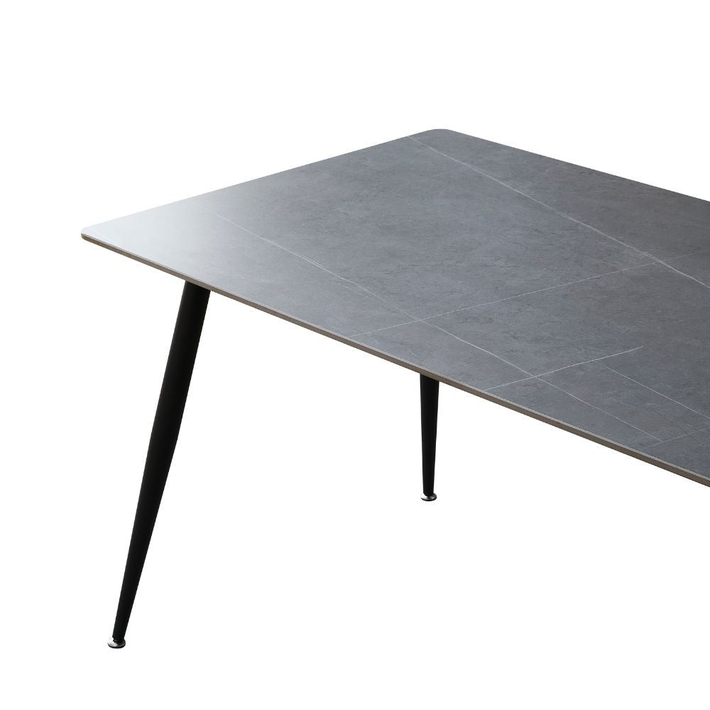 EGO ARREDO Tavolo Mila 160x90 Top Ceramica Effetto Marmo Grigio Cemento Opaco