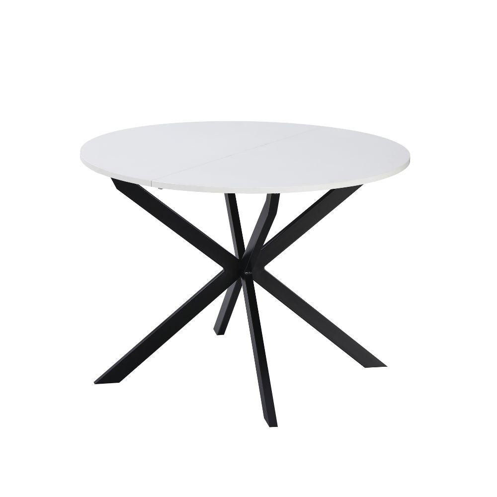 EGO ARREDO Tavolo Rotondo Allungabile Rut Con Piano Colore Bianco E Gambe In Metallo Nero