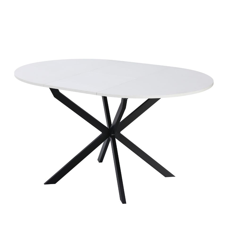 EGO ARREDO Tavolo Rotondo Allungabile Rut Con Piano Colore Bianco E Gambe In Metallo Nero