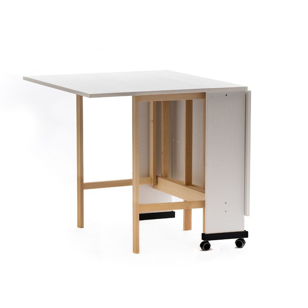 EGO ARREDO Tavolo Salvaspazio Trio Pieghevole 140x90x78 Cm Colore Bianco Frassinato