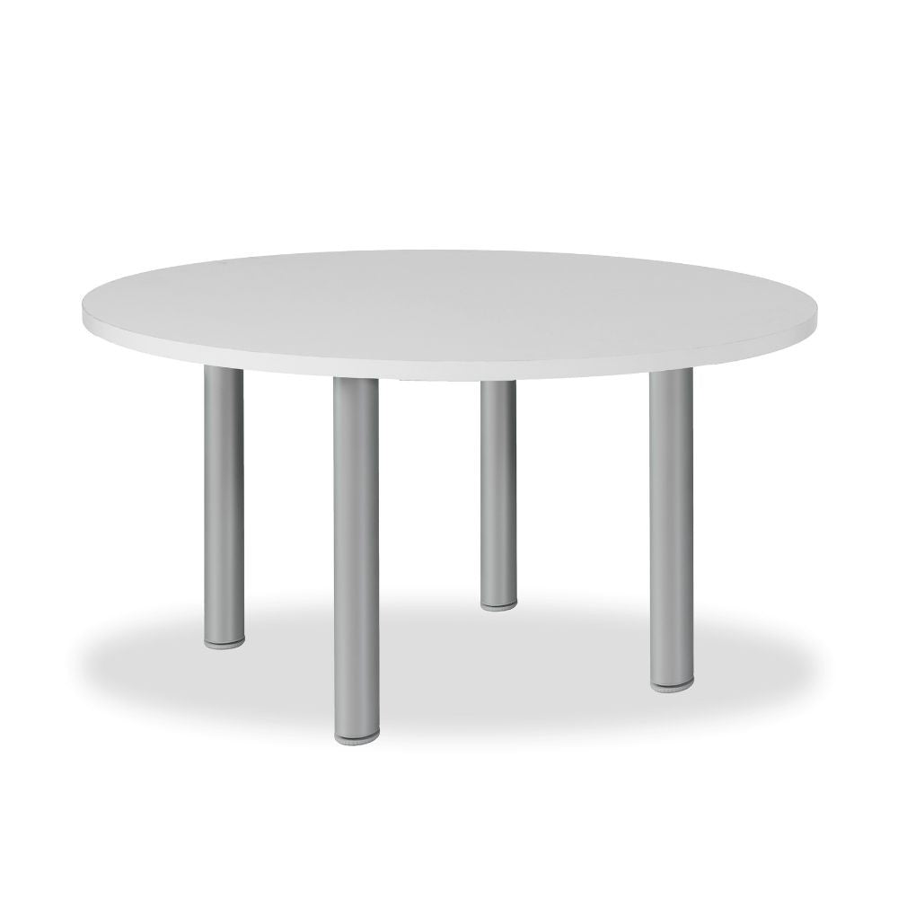 EGO ARREDO Tavolo Tondo Manila Con Gambe In Acciaio Verniciato Alluminio E Piano Colore Bianco 120x120 Cm.