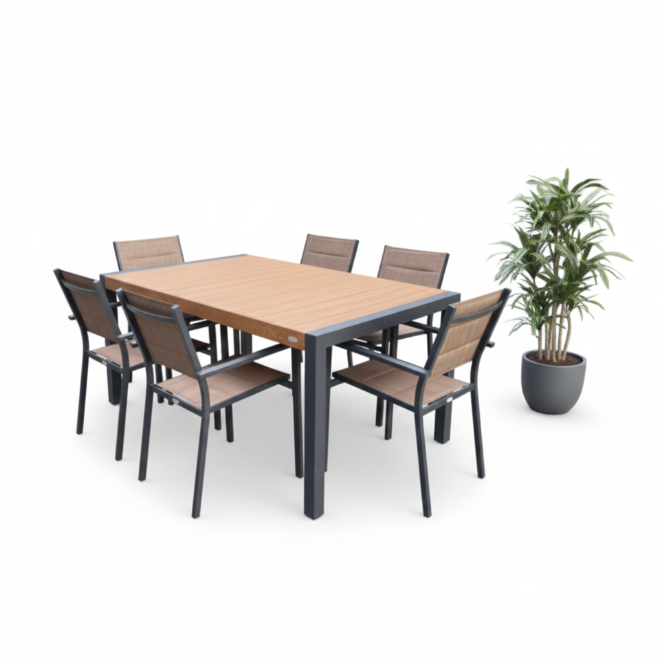 CLIMA NATURA Set Tavolo Zaira Wood 160-240cm e Sedie Melia