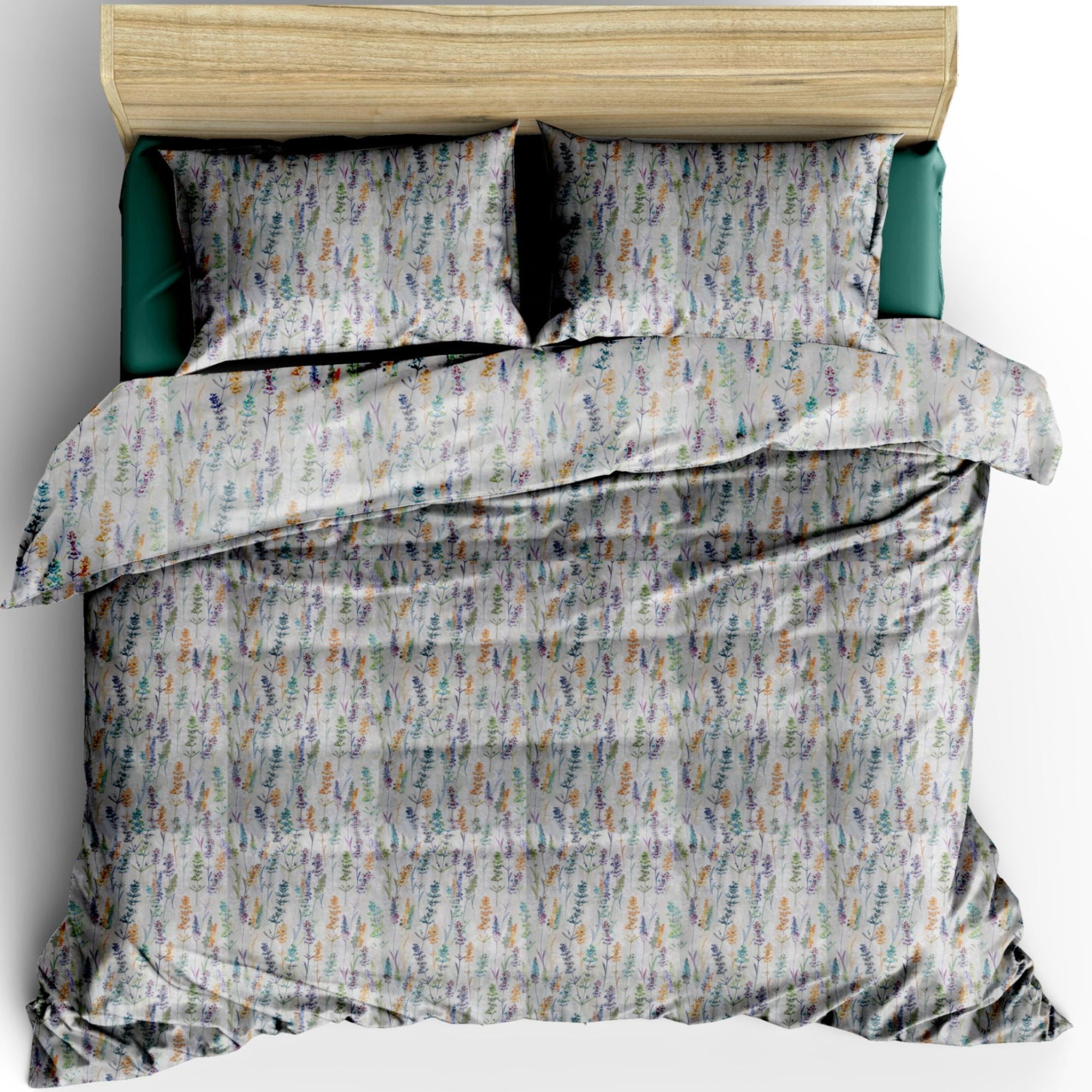 TESS HOME COLLECTION Completo copripiumino matrimoniale Multiflowers in Puro Cotone