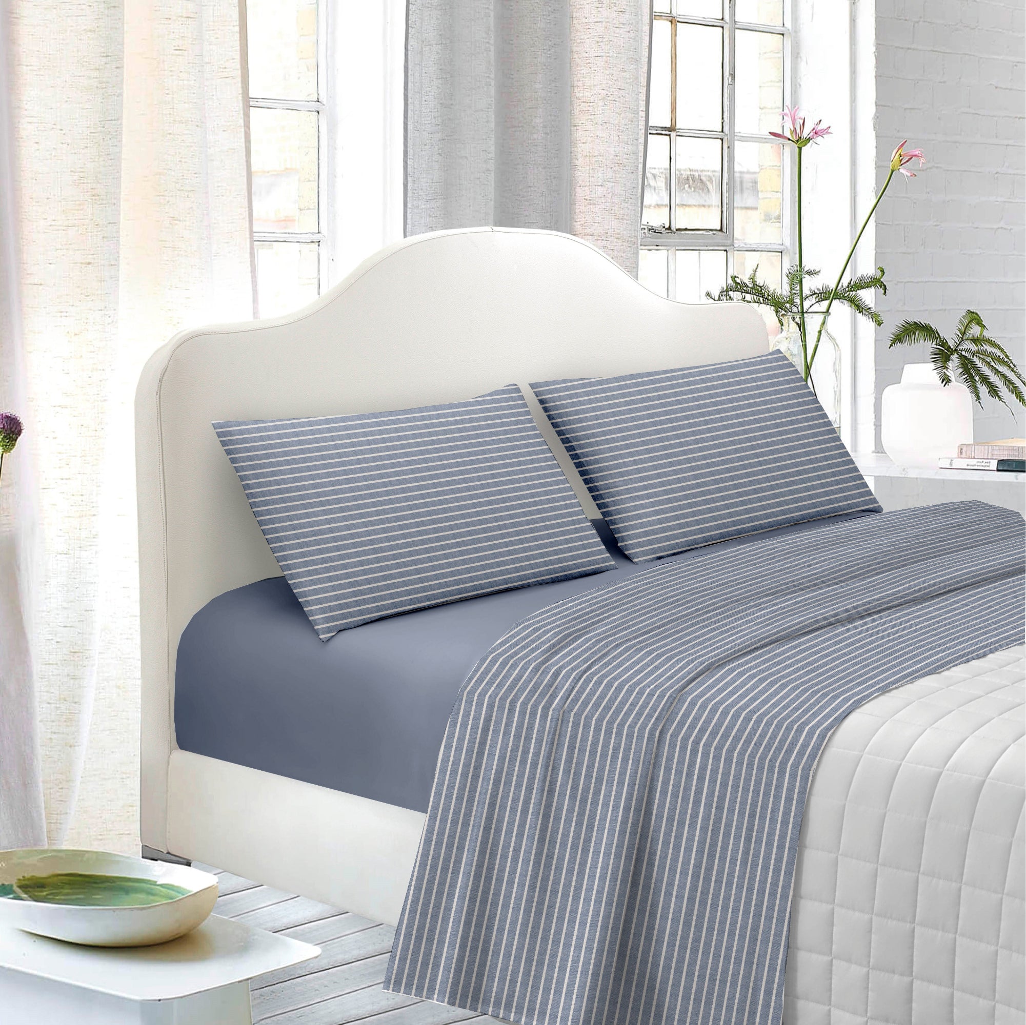 TESS HOME COLLECTION Completo Letto Stripe in Puro Cotone Tinto in Filo