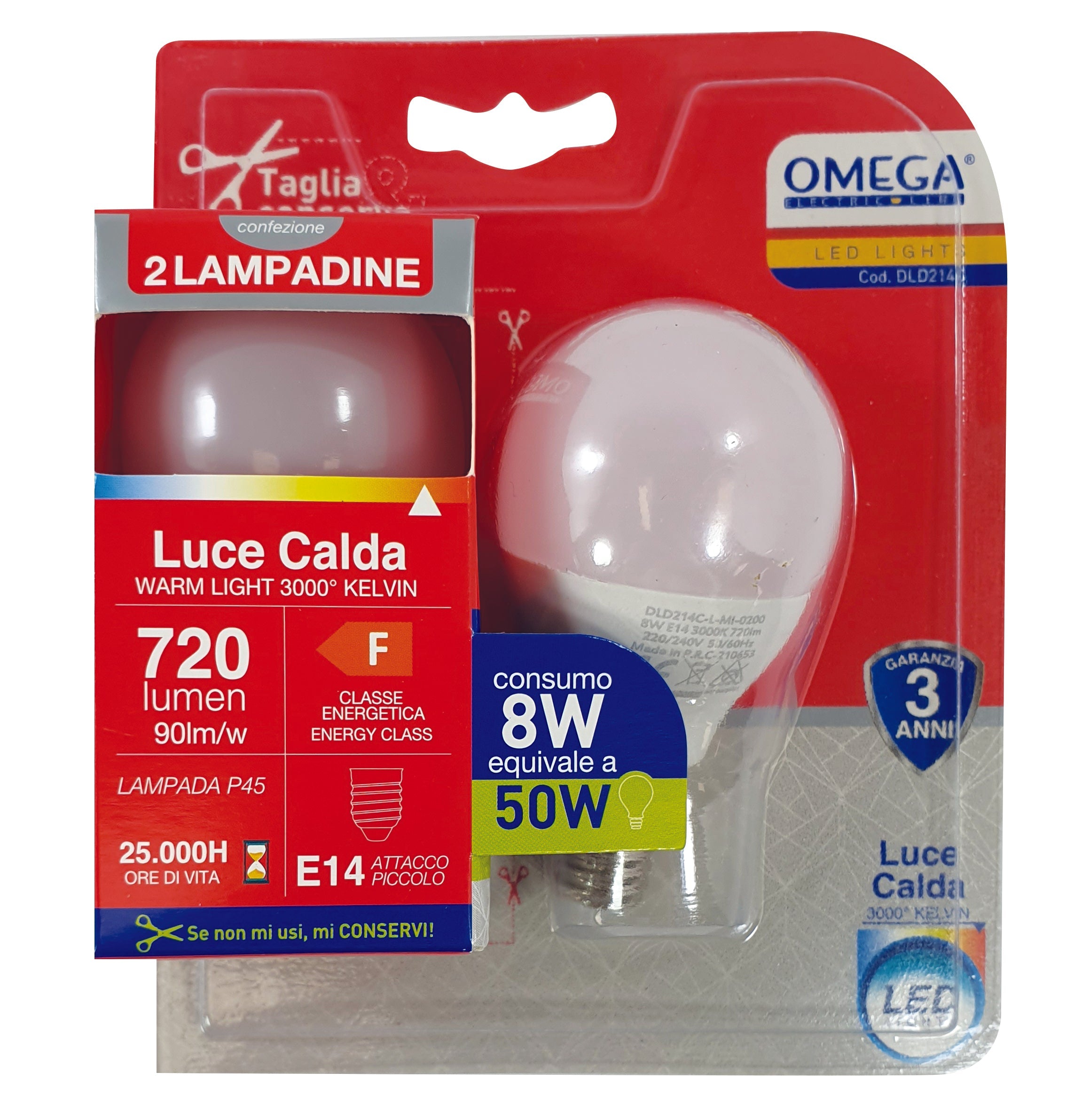 OMEGA Set 6  lampadine sfera led 8W E14