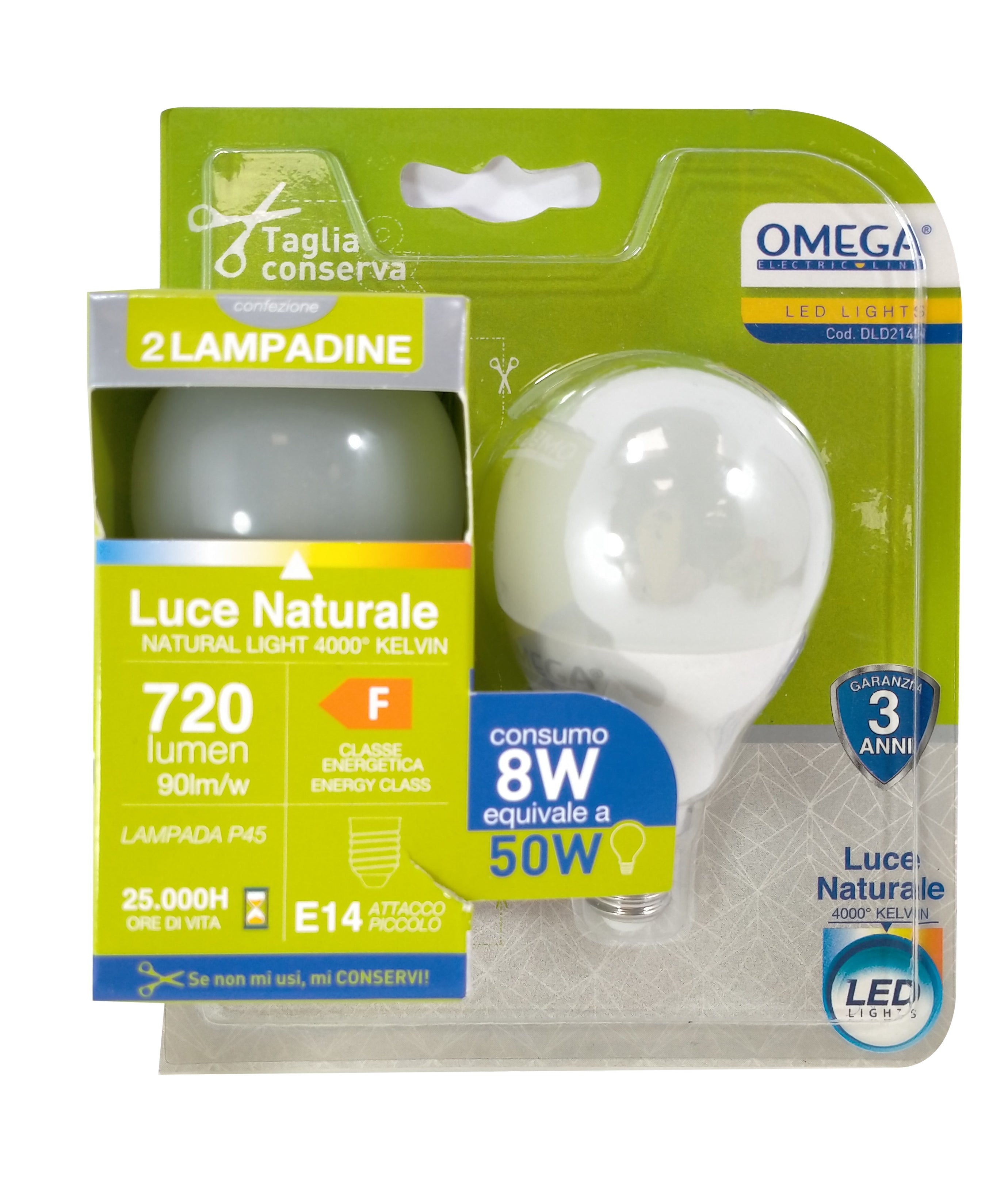 OMEGA Set 6  lampadine sfera led 8W E14