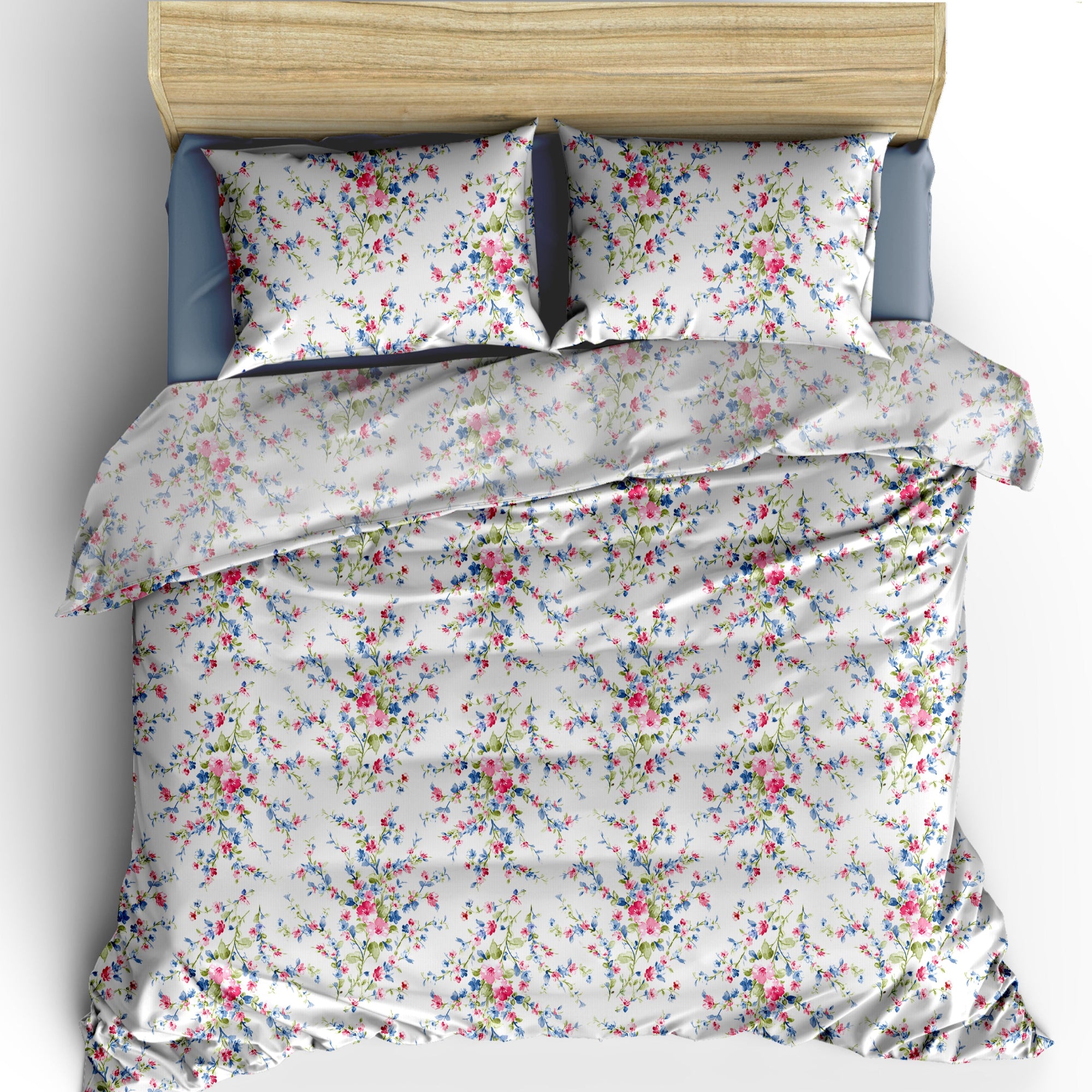 TESS HOME COLLECTION Parure Copripiumino Matrimoniale Garden - 100% Cotone Percalle