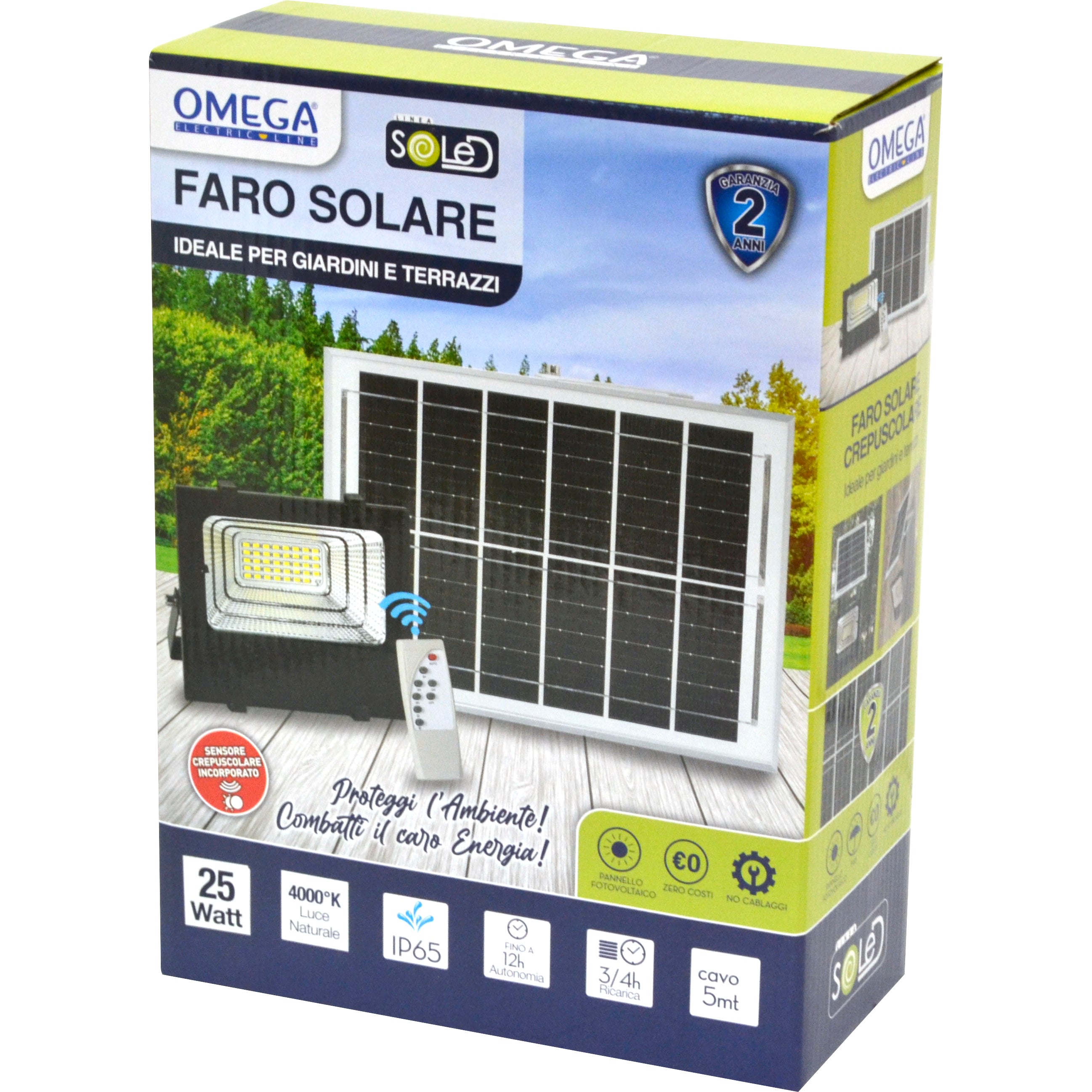OMEGA Faretto ad energia solare 25W Floodlight