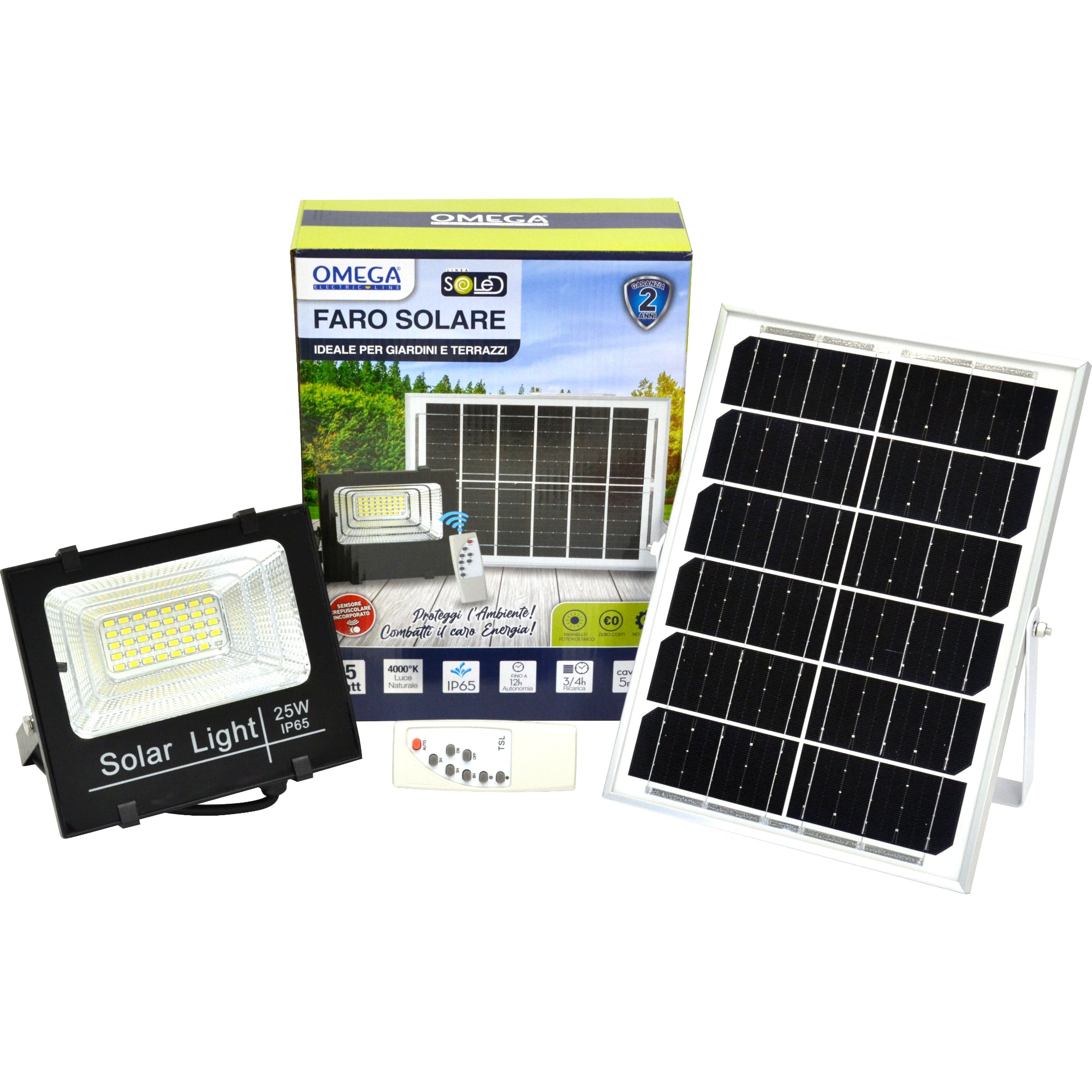 OMEGA Faretto ad energia solare 25W Floodlight