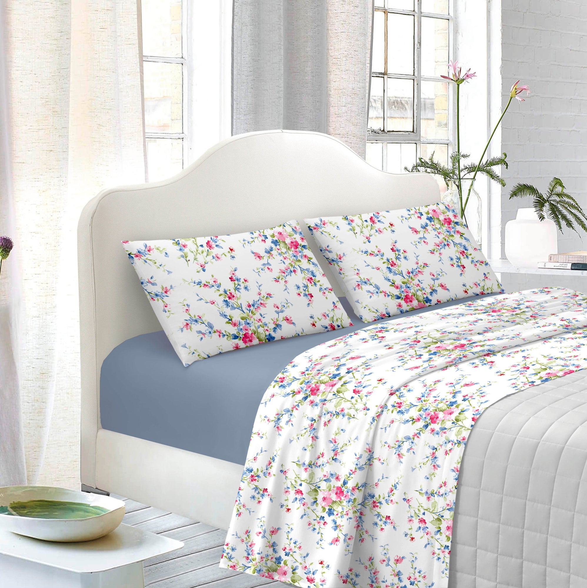 TESS HOME COLLECTION Parure Letto Matrimoniale Garden - 100% Cotone Percalle