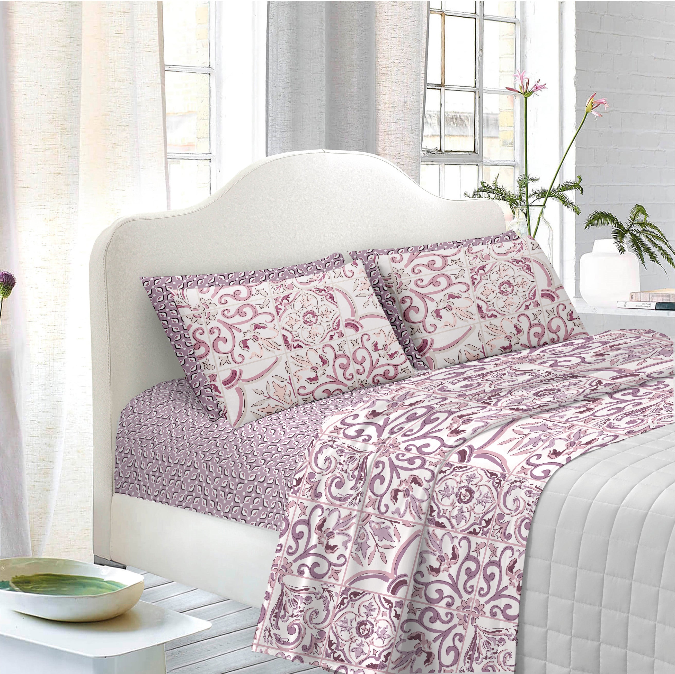 TESS HOME COLLECTION Completo letto matrimoniale con 4 federe Maiolica
